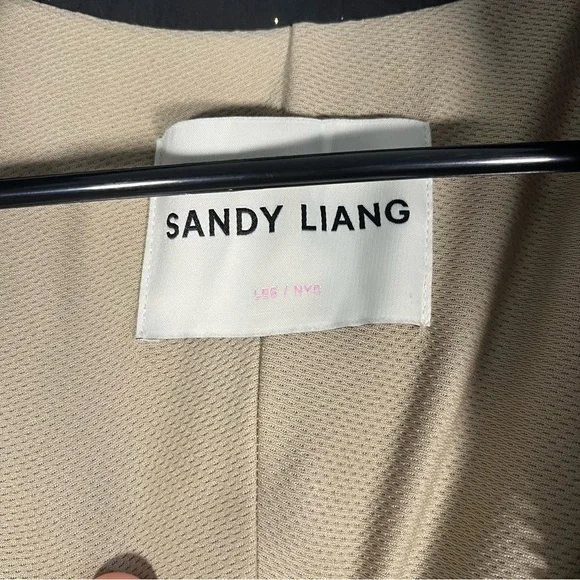 Sandy Liang Mia Fleece Teddy Cropped Jacket in Black & Brown Size Small